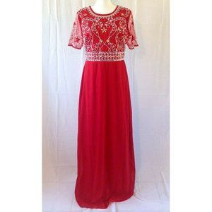 Maner Large Chiffon Beaded Embroidered Sequin Gown